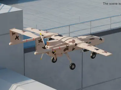 Camouflage Iranian Drone Mohajer-6 3D model