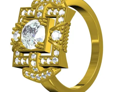 Antique Square Shape Vintage Ring 3D print model