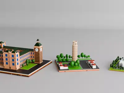 Iconic Landmarks 3D Model Pack Free low-poly 3D model