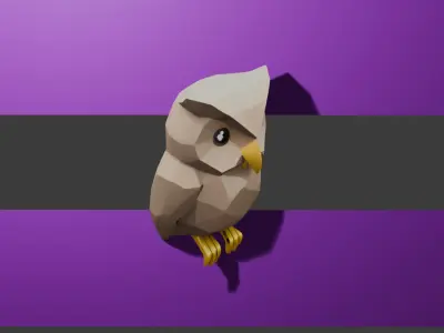 Lowpoly Toon Owl Free low-poly 3D model