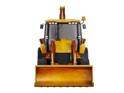 Backhoe Loader Construction Vehicle 3D model Low-poly 3D model