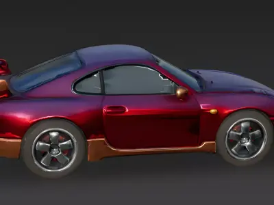 Midnight Crimson Sports Coupe 3D Model Low-poly 3D model