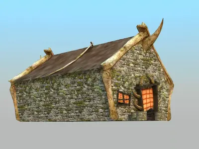 Old tent house Low-poly 3D model