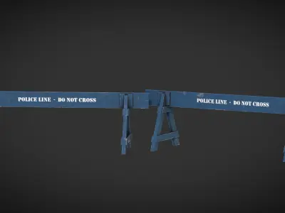 Police Barrier Wooden Low-poly 3D model