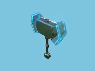 Medieval War Hammer 08 Crystal Elemental - Fantasy Weaponry Low-poly 3D model
