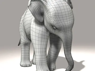 Elephant Calf (ANIMATED) (FUR) 3D model