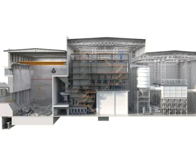 waste incineration plant 3D model