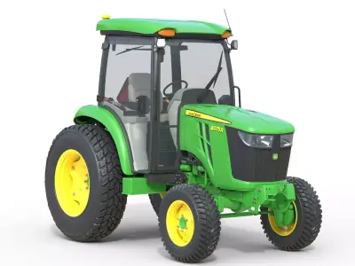 John Deere 4075R Compact Utility Tractor Low-poly 3D model