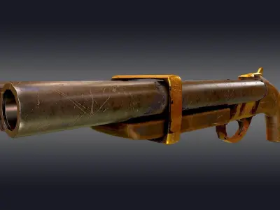 Double Barrel Shotgun 3D model purchase