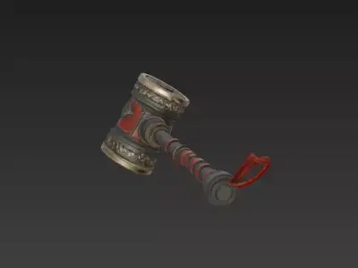 Fantasy War Hammer 3D Model - Ornamental Medieval Weapon Asset 3D model