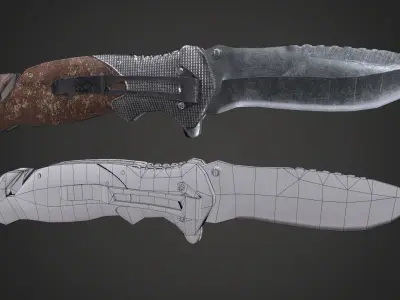 Pocketknife Military Hunting Knife Butterfly Low-poly 3D model