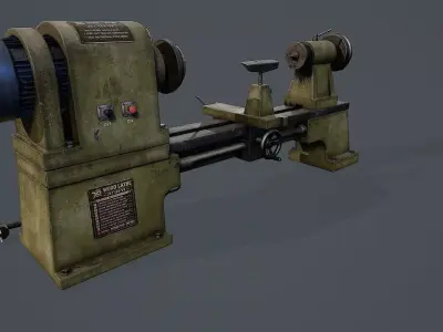 Wood Lathe PBR  Low-poly 3D model