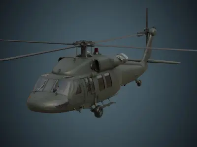 Military Helicopter 1A Low-poly 3D model