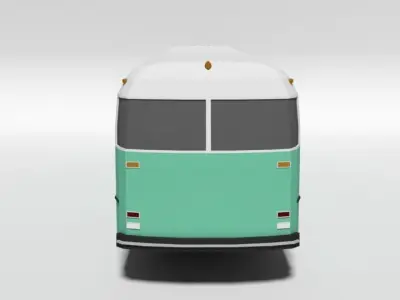 Low Poly Cartoon Retro Bus Low-poly 3D model