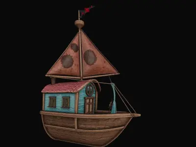 Fantastic Ship Low-poly 3D model