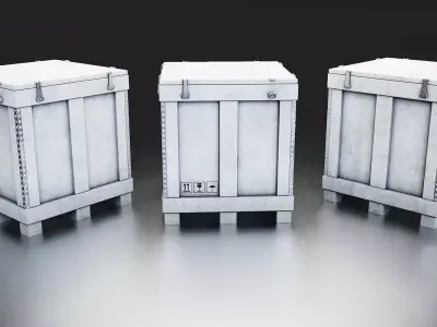 Industrial Shipping Crate Set Low-poly 3D model