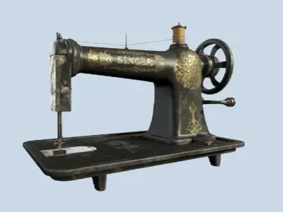Retro Tailor machine 0001 Low-poly 3D model
