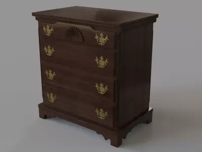 Asian Dark Brown Mahogany Dresser 3D model