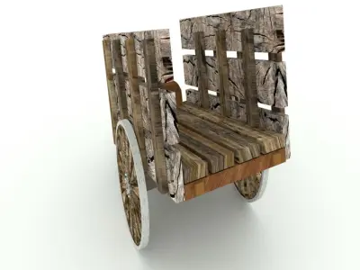 Horse and bull buggy Free low-poly 3D model