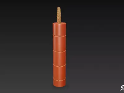 Dynamite Stick Low-poly 3D model