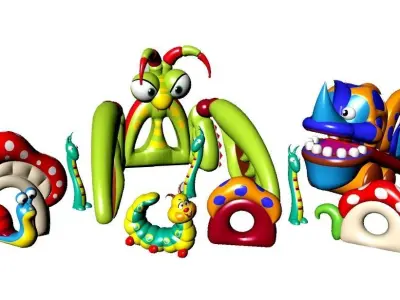 Collection of 3d models in cartoon style 3D model