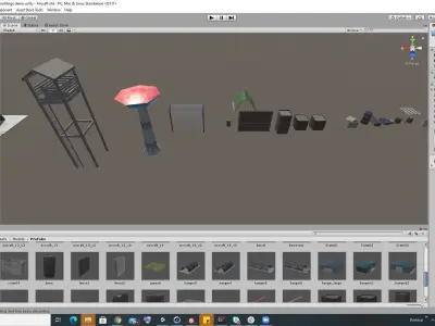 Low Poly game ready air field with helicopters and aircraft Low-poly 3D model