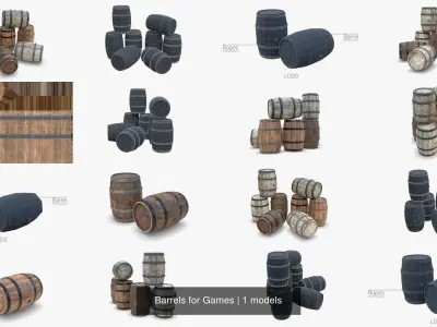 Barrels for Games 3D Model Pack