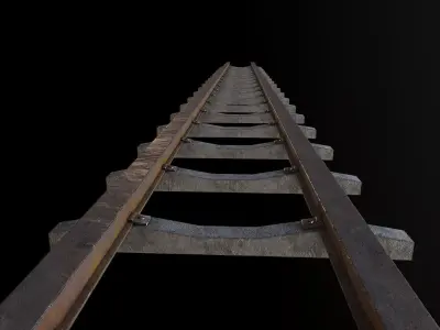 Old Railway Track Low-poly 3D model