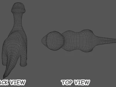 Cartoon Style Brachiosaurus Low-poly 3D model