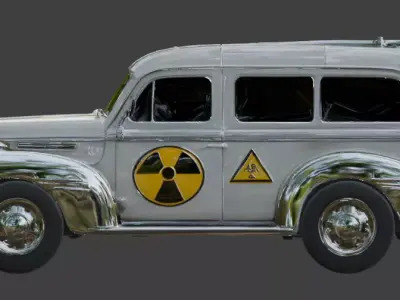 Vintage Atompunk Nuclear Utility Van 3D Model Low-poly 3D model