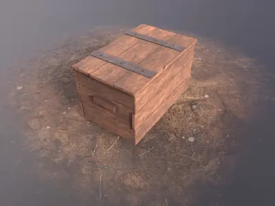Wooden Chest Crate  Low poly  3D model  Game Ready Free low-poly 3D model