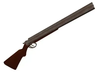 shotgun Low-poly 3D model 10
