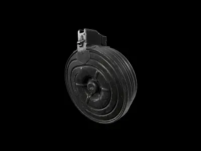 AK - Magazine - Drum Low-poly 3D model