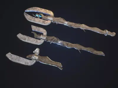 Staff ax aaa Low-poly 3D model