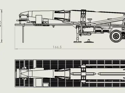 PERSHING II ON LAUNCH TRAILERS P 3D print model