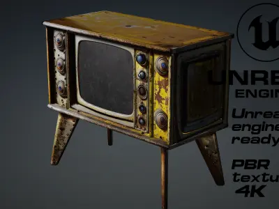Old Steampunk televisor - vintage - Gas Mask game ready UE5 FBX Low-poly 3D model