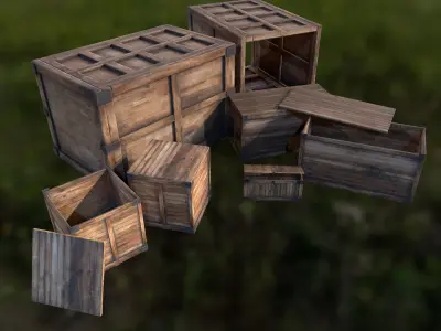 Retro Crate Collection Game Ready PBR Textures Low Poly Low-poly 3D model