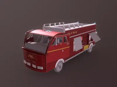 Low Poly Emergency Fire Truck  Low-poly 3D model