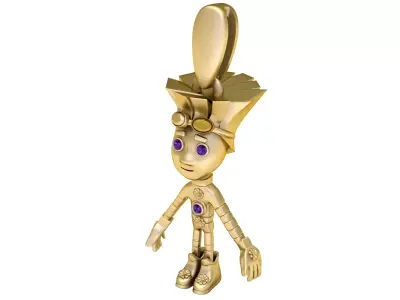 Golden Robot Character Pendant 3D Printable Model 3D print model
