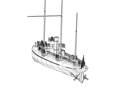 Simple  model torpedo gunboat Dragonne 1885 - French Navy 3D model