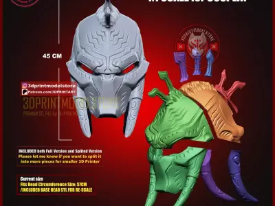 Predator Killer of Killers Cosplay Mask - Alien Halloween Helmet 3D print model