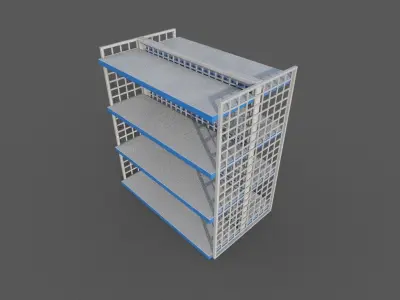 Shop market double rack shelf Low-poly 3D model