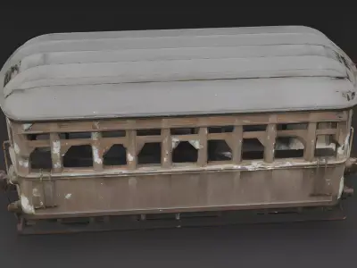 Realistic Abandoned Wooden Passenger Car 3D Model Low-poly 3D model