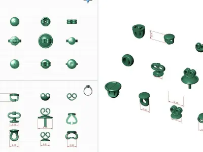 Set of earring back 3D print model