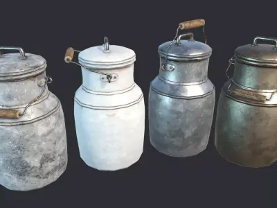 Old Rusty Milk Jugs Low-poly 3D model