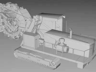 Wheel Trencher Heavy Machinery Construction Vehicle Low-poly 3D model