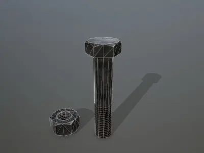 Bolts bolt and nut Low-poly 3D model 16
