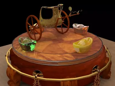 King Tut Chariot figure Low-poly 3D model