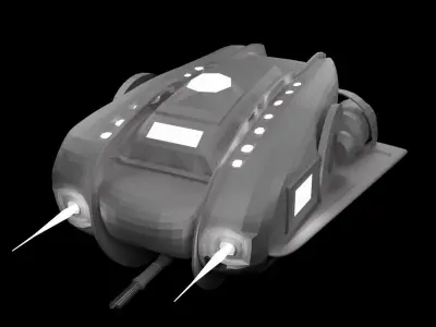 low poly spaceship model front of spacecraft Free 3D model