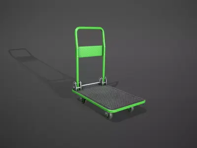 Folding Platform Truck Trolley - Green Low-poly 3D model